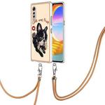 For LG Velvet 5G / 4G Electroplating Dual-side IMD Phone Case with Lanyard(Lucky Dog)