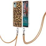 For Nokia C12 Electroplating Dual-side IMD Phone Case with Lanyard(Leopard Print)