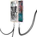 For Nokia C12 Electroplating Dual-side IMD Phone Case with Lanyard(Totem Elephant)