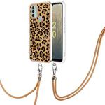 For Nokia C31 Electroplating Dual-side IMD Phone Case with Lanyard(Leopard Print)