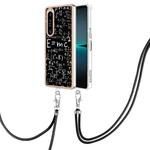 For Sony Xperia 1 IV Electroplating Dual-side IMD Phone Case with Lanyard(Equation)