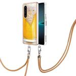 For Sony Xperia 1 IV Electroplating Dual-side IMD Phone Case with Lanyard(Draft Beer)