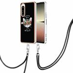 For Sony Xperia 5 IV Electroplating Dual-side IMD Phone Case with Lanyard(Natural Growth)