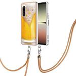 For Sony Xperia 5 IV Electroplating Dual-side IMD Phone Case with Lanyard(Draft Beer)