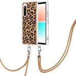 For Sony Xperia 10 IV Electroplating Dual-side IMD Phone Case with Lanyard(Leopard Print)