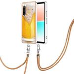 For Sony Xperia 10 IV Electroplating Dual-side IMD Phone Case with Lanyard(Draft Beer)