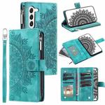 For Samsung Galaxy S23+ 5G Multi-Card Totem Zipper Leather Phone Case(Green)