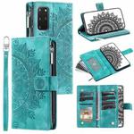 For Samsung Galaxy S20+ Multi-Card Totem Zipper Leather Phone Case(Green)