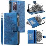 For Samsung Galaxy S20 FE 4G / 5G Multi-Card Totem Zipper Leather Phone Case(Blue)