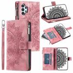 For Samsung Galaxy A13 4G/5G / A04S Multi-Card Totem Zipper Leather Phone Case(Pink)