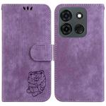 For Infinix Smart 7 India / 7 Plus Little Tiger Embossed Leather Phone Case(Purple)