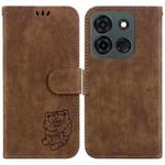 For Infinix Smart 7 India / 7 Plus Little Tiger Embossed Leather Phone Case(Brown)