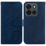 For Infinix Smart 7 India / 7 Plus Little Tiger Embossed Leather Phone Case(Dark Blue)