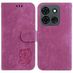 For Infinix Smart 7 India / 7 Plus Little Tiger Embossed Leather Phone Case(Rose Red)