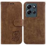 For Infinix Note 30i Little Tiger Embossed Leather Phone Case(Brown)