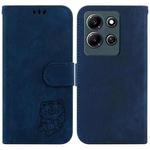 For Infinix Note 30i Little Tiger Embossed Leather Phone Case(Dark Blue)