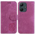 For Infinix Hot 30i / X669C Little Tiger Embossed Leather Phone Case(Rose Red)