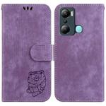 For Infinix Hot 20i Little Tiger Embossed Leather Phone Case(Purple)