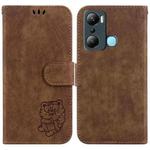 For Infinix Hot 20i Little Tiger Embossed Leather Phone Case(Brown)