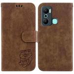 For Infinix Hot 20 Play Little Tiger Embossed Leather Phone Case(Brown)