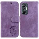 For Infinix Hot 20S Little Tiger Embossed Leather Phone Case(Purple)