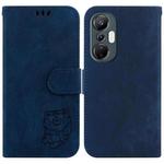 For Infinix Hot 20S Little Tiger Embossed Leather Phone Case(Dark Blue)