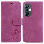For Infinix Hot 20S Little Tiger Embossed Leather Phone Case(Rose Red)