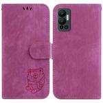 For Infinix Hot 20 Little Tiger Embossed Leather Phone Case(Rose Red)