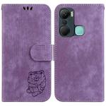 For Infinix Hot 12 Pro Little Tiger Embossed Leather Phone Case(Purple)