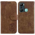 For Infinix Hot 12 Pro Little Tiger Embossed Leather Phone Case(Brown)