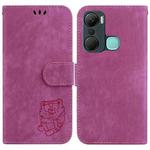 For Infinix Hot 12 Pro Little Tiger Embossed Leather Phone Case(Rose Red)