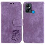 For Infinix Smart 6 Plus Little Tiger Embossed Leather Phone Case(Purple)