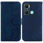 For Infinix Hot 12 Play Little Tiger Embossed Leather Phone Case(Dark Blue)