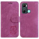 For Infinix Hot 12 Play Little Tiger Embossed Leather Phone Case(Rose Red)