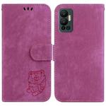 For Infinix Hot 12 Little Tiger Embossed Leather Phone Case(Rose Red)