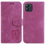 For Infinix Hot 11 2022 Little Tiger Embossed Leather Phone Case(Rose Red)