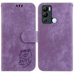 For Infinix Hot 12i Little Tiger Embossed Leather Phone Case(Purple)