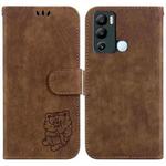 For Infinix Hot 12i Little Tiger Embossed Leather Phone Case(Brown)