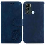 For Infinix Hot 12i Little Tiger Embossed Leather Phone Case(Dark Blue)