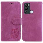 For Infinix Hot 12i Little Tiger Embossed Leather Phone Case(Rose Red)