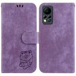 For Infinix Hot 11s NFC X6812B Little Tiger Embossed Leather Phone Case(Purple)