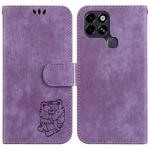For Infinix Smart 6 Little Tiger Embossed Leather Phone Case(Purple)