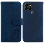 For Infinix Smart 6 Little Tiger Embossed Leather Phone Case(Dark Blue)