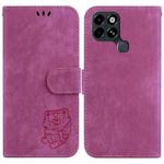 For Infinix Smart 6 Little Tiger Embossed Leather Phone Case(Rose Red)
