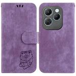 For Infinix Hot 40 / 40 Pro Little Tiger Embossed Leather Phone Case(Purple)
