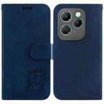 For Infinix Hot 40 / 40 Pro Little Tiger Embossed Leather Phone Case(Dark Blue)