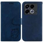 For Infinix Note 40 4G Little Tiger Embossed Leather Phone Case(Dark Blue)