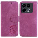 For Infinix Note 40 4G Little Tiger Embossed Leather Phone Case(Rose Red)