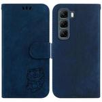 For Infinix Hot 50 4G Little Tiger Embossed Leather Phone Case(Dark Blue)