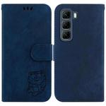 For Infinix Hot 50 5G Little Tiger Embossed Leather Phone Case(Dark Blue)